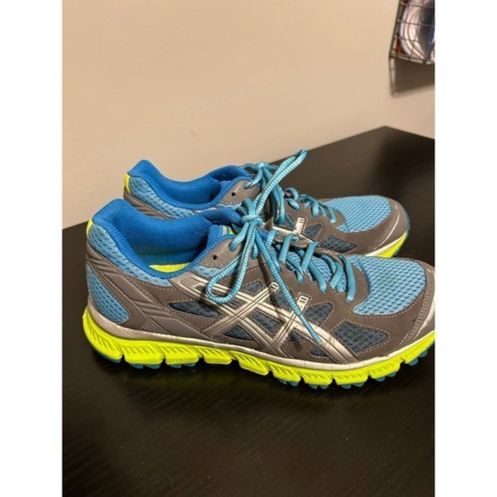 ASICS GEL SCRAMBLE Women's Running Shoes Blue Gray Neon Yellow Size 8